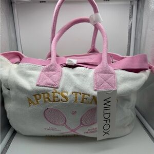 Wildfox Pink & White Apres Tennis Canvas Travel Tote